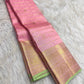 Petal Pink and Pistachio Green Pure Silk Kanjivaram Zari Kattam saree by Idam Living