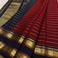 Pillar box red pure silk Kanchi Pattu Rettapet saree, full drape