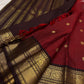 Vermilion Orange-Red Kanjipuram Saree — body close-up showing gold zari buttas