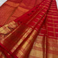 Pillar-Box Red Handwoven Pure Silk Kanjipuram Saree with Varisaipet Weave and Antique Gold Zari Border