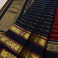 Pillar box red Kanchi Pattu Rettapet saree, close drape view