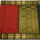 Handwoven red Kanjivaram saree with antique gold zari buttas
