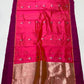 Pink Chanderi saree with deep purple contrast border