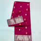 Rani Pink Pattu Silk Chanderi saree pallu with expansive textured metallic weaving.
