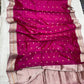 Pink silk Chanderi saree with gold and silver buttas