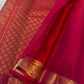 Raspberry Pink Handwoven Pure Silk Kanjipuram Saree with Small Gold Buttas & Petite Zari Elephant Border