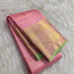 Petal Pink handwoven Kanchipuram Zari Kattam silk saree, Idam Living