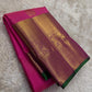 Jewel Pink Handwoven Pure Silk Kancheepuram Butta Saree with Thick Getti Zari Border and Green Selvedge