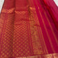 Raspberry Pink Handwoven Pure Silk Kanjipuram Saree with Small Gold Buttas & Petite Zari Elephant Border