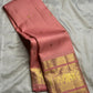 Pattu Roja pink handwoven pure silk Kanchipuram Butta saree with yaanai zari border