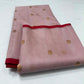 Close-up of the Deep Red contrast border on the Dusty Rose Katan Silk Chanderi saree