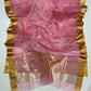 Rose pink Chanderi silk with a deep magenta botanical border