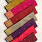 Raspberry Pink pure silk Kanjipuram saree — needle stripe