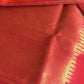 Pink and Sunset Orange Ettukol Kanchipuram silk saree with antique-gold zari.