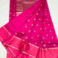 Pink Pattu Silk Chanderi saree with silver floral motifs and Mashru-style border — Idam Living