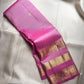 Handwoven Rose Orchid Pink Pure Silk Kanchipuram saree with petite gold zari buttas.