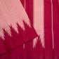 Folded scarlet red and pink Kanchipuram silk saree showing repeated reku motif along edge