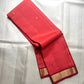 coral pink lightweight pure kanchipuram silk saree body spread showing small woven buttas