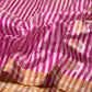 Pallu of fuchsia pink striped Pattu Silk Chanderi saree