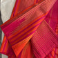 Antique-gold zari detailing on Pink Sunset Orange pure silk Kanjivaram.