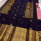 Pink tissue silk KanchiPattu Korvai saree, broad zari border close-up