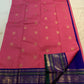Pink Handwoven Pure Silk Kanchipuram Saree with Navy and Green Varisaipet Border
