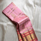 Blush pink Kanjeevaram Zari Kattam saree with Gandaberunda buttas, folded view