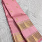 Blush pink Kanjipuram Zari Kattam Rettapet saree, folded flatlay