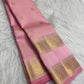 Blush pink Kanjipuram Zari Kattam Rettapet saree, folded view