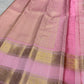 Pallu detail of blush pink Kanjipuram Zari Kattam Rettapet saree