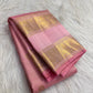 Close-up of Rettapet border on blush pink Kanjipuram Zari Kattam saree