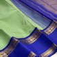 Pistachio Green Handwoven Pure Silk Kancheepuram Kanchi Kattam Saree with Neelam Blue Gold Zari Border