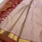 Blush Pink Handwoven Pure Silk Kanjeevaram Saree with Plain Body and Deep pink  Zari Border
