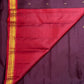 Plum handwoven pure silk Kanchipuram saree, detail view