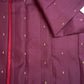 Kathiripoo Plum pure silk Kanchipuram butta saree with chedi floral kolam buttas, close view of the body
