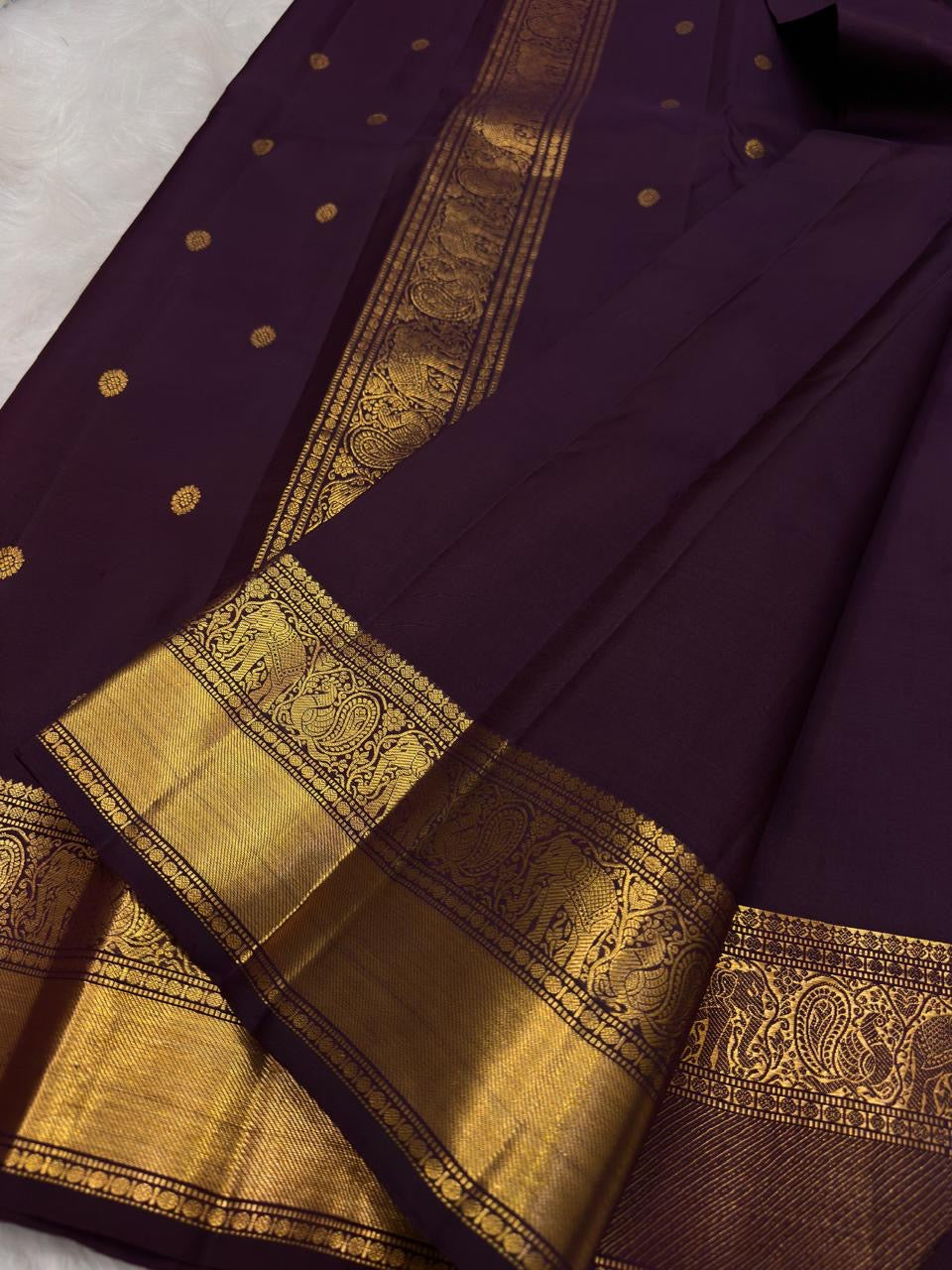 Naval Pazham plum pure silk Kanchipuram Butta saree, view 5