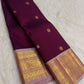 Plum Mayil Kamalam Pure Silk KanchiPattu saree, full drape