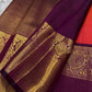 Kanchipattu silk saree in double shade tomato red with hot pink plum purple border border Korvai weave traditional zari detail