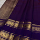 Royal Purple Handwoven Pure Silk Kancheepuram Rettapet Saree with Zari Floral Border – front full drape view