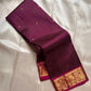 Plum Purple Handwoven Pure Silk Kancheepuram Zari Kattam Saree with Fuchsia Peacock Border – front full drape view