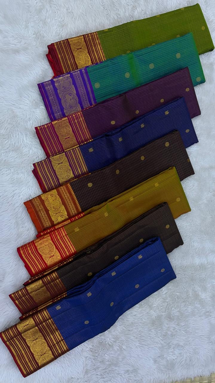 plum purple Kanchipuram silk saree with blouse piece