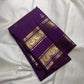 Royal Purple Handwoven Pure Silk Kancheepuram Rettapet Saree with Zari Floral Border – silk body weave close-up