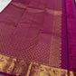 Plum Purple Handwoven Pure Silk Kancheepuram Zari Kattam Saree with Fuchsia Peacock Border – silk body weave close-up