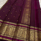 Plum violet border pure Kanjivaram silk saree with ornate pallu – Idam Living