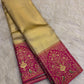 Pon vandu gold kanchipuram saree rani pink meenakari brocade – Idam Living Pure Silk Kanchipuram saree