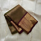 Ponvandu Golden Green pure silk Kanjeevaram saree — zari border