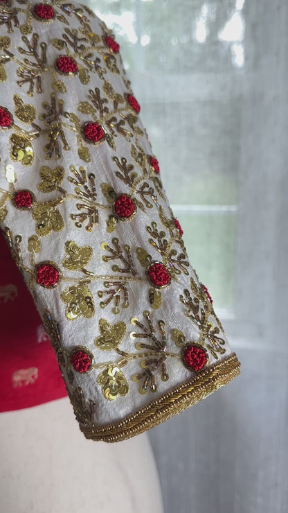 Ruby - Red Banarasi embroidered blouse