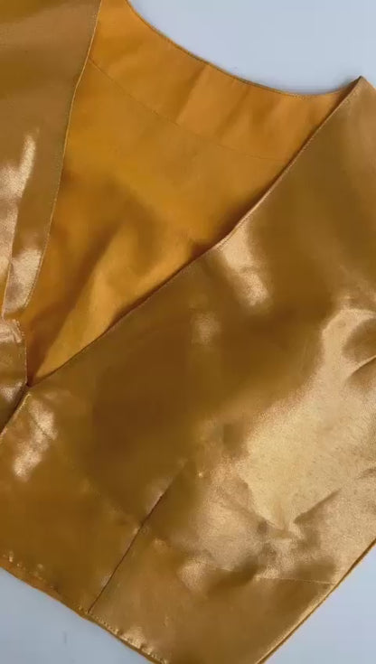 “Riva” - Pure tissue silk blouse - gold with silver sleeves