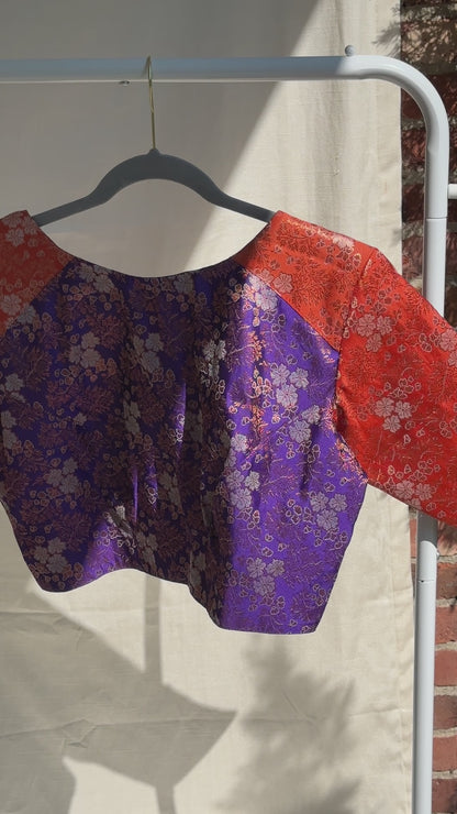 “Rita” Banarasi silk blouse - purple and orange ( Rita series )