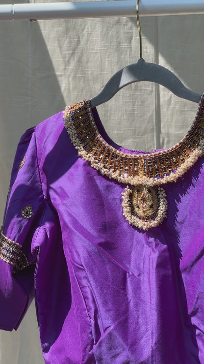 Temple - temple jewelry style embroidered blouse - Purple